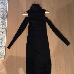 Allsaints dark grey rib sweater coldshoulder dress